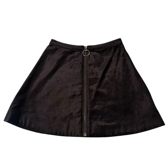 FREE PEOPLE Funkytown Skirt Zero. One and Only Black Velvet A-Line O Ring Zipper - Picture 4 of 6